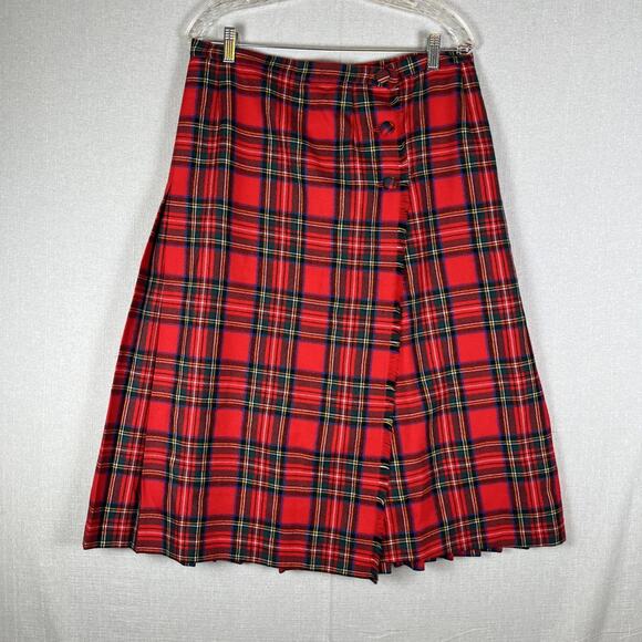 Ralph Lauren Dresses & Skirts - VTG Aljean 100% Wool Pleated Kilt Wrap Size 8 Midi Long Skirt Midi Canada Red